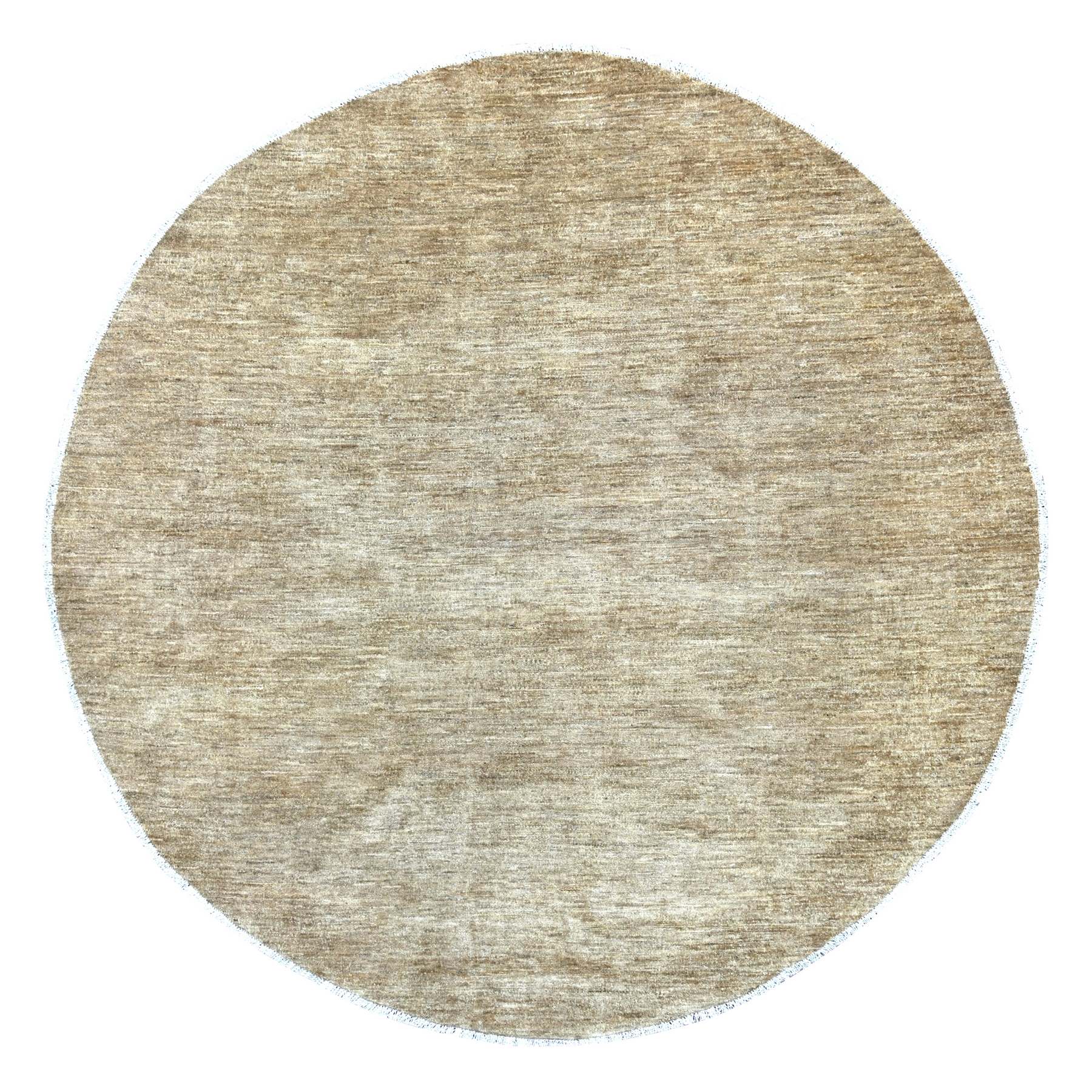 7'9"x7'9" Coffee Brown, Plain Solid Pattern, Hand Knotted, Hand Spun Ghazni Wool, Lush and Plush, Round, Oriental Rug 